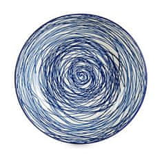NEW Globok Krožnik Črte Porcelan Modra Bela 6 kosov (20 x 4,7 x 20 cm)