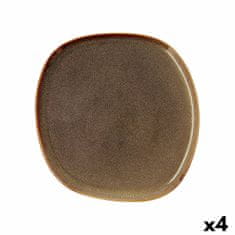 NEW Farfurie Întinsă Bidasoa Ikonic Keramika Rjava (26,5 x 25,7 x 1,5 cm) (Pack 4x)