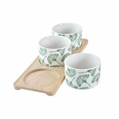 NEW Set za Aperitiv DKD Home Decor Bambus Gres Listi 3 Kosi 4 Kosi 28 x 9,7 x 1,5 cm