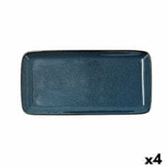 NEW Servirni krožnik Bidasoa Ikonic Keramika Modra (28 x 14 cm) (Pack 4x)