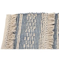 NEW Preproga DKD Home Decor 180 x 120 x 2 cm Modra Bombaž Bela Boho