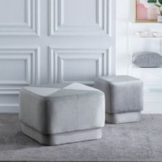 DKD Home Decor Pouffe Sintetična tkanina Siva Les 60 x 60 x 40 cm