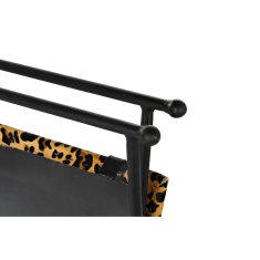 NEW Naslon za Noge DKD Home Decor Črna Kovina Rjava Usnje Leopard (55 x 45 x 41 cm)
