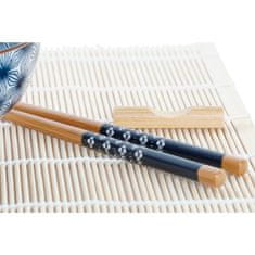 NEW Set za suši DKD Home Decor 14,5 x 14,5 x 31 cm Modra Gres Orientalsko (16 Kosi)