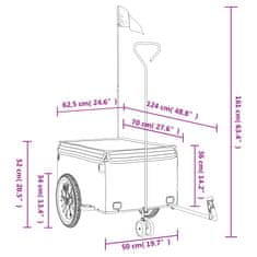 Vidaxl Kolesarska prikolica črna in rumena 45 kg železo