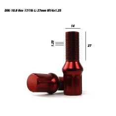 NEW Set Matice OMP 27 mm Rdeča 20 uds M14 x 1,25