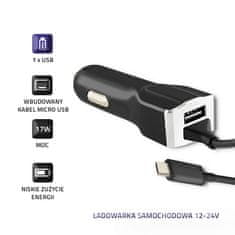 Qoltec avtomobilski polnilec qoltec 12-24 V | 17 W | 5 V | 3,4 A | usb + kabel micro usb