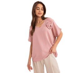 ITALY MODA Ženska bluza z izrezom v obliki črke V roza DHJ-BZ-8368.39X_407162 Univerzalni
