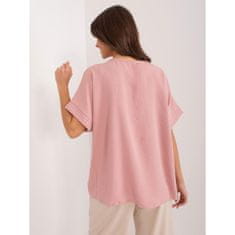 ITALY MODA Ženska bluza z izrezom v obliki črke V roza DHJ-BZ-8368.39X_407162 Univerzalni