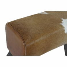 NEW Naslon za Noge DKD Home Decor Črna Les Rjava Krava Usnje Bela (64 x 28 x 53 cm)