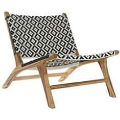 NEW Fotelj DKD Home Decor Naraven Tik Črna Bela PVC (65 x 80 x 68 cm)