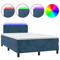 Vidaxl Box spring postelja z vzmetnico LED temno modra 120x200cm žamet