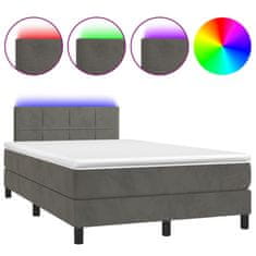 Vidaxl Box spring postelja z vzmetnico LED temno siva 120x190 cm žamet