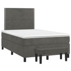Vidaxl Box spring postelja z vzmetnico temno siv 120x190 cm žamet