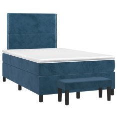 Vidaxl Box spring postelja z vzmetnico temno moder 120x190 cm žamet
