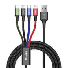 BASEUS Baseus Hitri kabel USB 4v1 USB-C / 2x Lightning / Micro 3,5A 1,2 m - črn