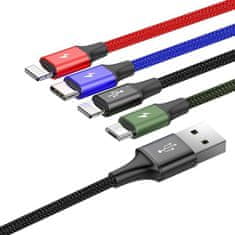 BASEUS Baseus Hitri kabel USB 4v1 USB-C / 2x Lightning / Micro 3,5A 1,2 m - črn