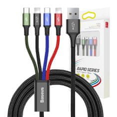 BASEUS Baseus Hitri kabel USB 4v1 USB-C / 2x Lightning / Micro 3,5A 1,2 m - črn