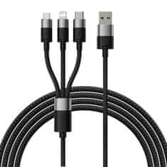 BASEUS Kabel USB 3v1 Baseus serije StarSpeed, USB-C + Micro + Lightning 3,5A, 1,2 m (črn)