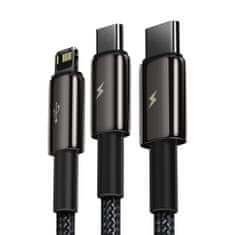 BASEUS Kabel USB 3v1 Baseus Tungsten Gold, USB na micro USB / USB-C / Lightning, 3,5 A, 1,5 m (črn)