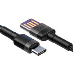 BASEUS Baseus Cafule USB-C kabel Huawei SuperCharge, QC 3.0, 5A 1m (črna + siva)