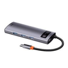 BASEUS Vozlišče 5v1 Baseus Metal Gleam Series, USB-C do 3x USB 3.0 + HDMI + USB-C PD