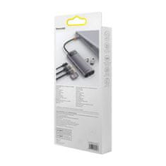 NEW Vozlišče 9v1 Baseus Metal Gleam Series, USB-C na 2x USB 3.0 + 2x HDMI + USB 2.0 + USB-C PD + Ethernet RJ45 + microSD/SD