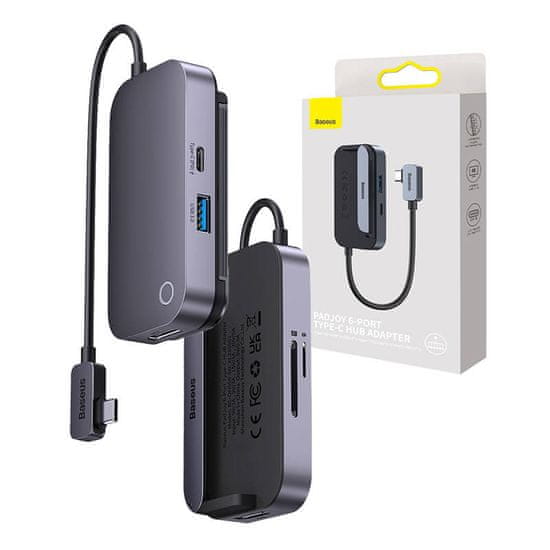 NEW Vozlišče 6v1 Baseus PadJoy Series USB-C na USB 3.0 + HDMI + USB-C PD + priključek 3,5 mm + SD/TF (siva)