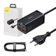 BASEUS Baseus GaN3 Pro stenski polnilec 2xUSB-C + 2xUSB, 100W (črn)