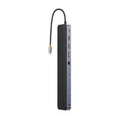 BASEUS Vozlišče 12v1 Baseus EliteJoy Gen2 serije USB-C do 2xHDMI+ 3xUSB 3.0+ PD+ DP+ SD/TF+ RJ45+Type-C+ 3,5 mm (temno siva)