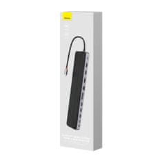 BASEUS Vozlišče 12v1 Baseus EliteJoy Gen2 serije USB-C do 2xHDMI+ 3xUSB 3.0+ PD+ DP+ SD/TF+ RJ45+Type-C+ 3,5 mm (temno siva)