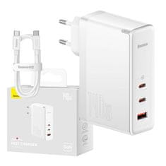 BASEUS Stenski polnilec Baseus GaN5 Pro 2xUSB-C + USB, 140W (bela)