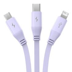 BASEUS Polnilni kabel 3v1 Baseus USB na USB-C, USB-M, Lightning 3,5A, 1,1 m (vijolična)