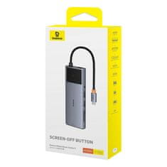 NEW Vozlišče 10v1 Baseus Metal Gleam II Series, USB-C na 1xHDMI, USB-A (10Gbps), USB-C, 2xUSB-A, Ethernet RJ45, SD/TF kartica, mini priključek 3,5mm, USB-C(PD)