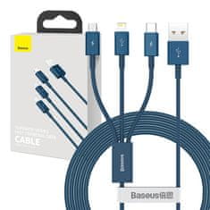 BASEUS USB cable 3in1 Baseus Superior Series, USB to micro USB / USB-C / Lightning, 3.5A, 1.5m (blue)