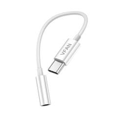 Vipfan Kabel VFAN L08 USB-C z mini jack 3,5 mm AUX, 10 cm (bel)