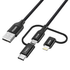 Choetech Kabel Choetech IP0030, MFi 3v1, USB-A/Lightning/Micro USB/USB-C, 5V, 1,2 m (črn)