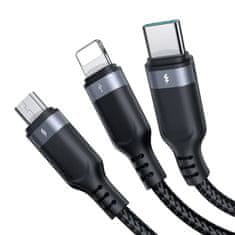 Joyroom Večnamenski kabel USB Joyroom S-1T3018A18 3v1 / 3,5A / 2m (črn)