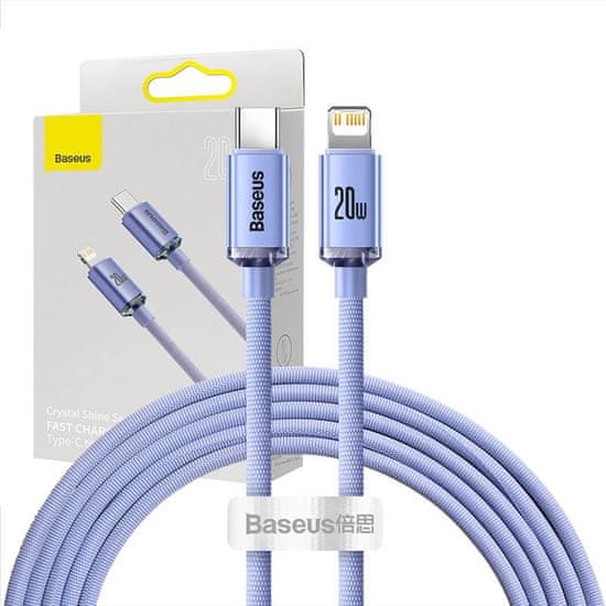 BASEUS Baseus Crystal kabel USB-C na Lightning, 20W, PD, 2m (vijolična)