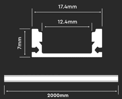 Optonica ALU profil za LED trak bele barve 2m NADGRADNI - 5kom komplet