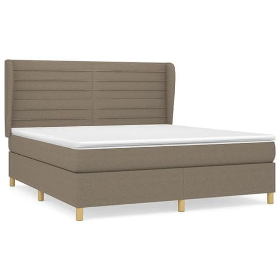 Vidaxl Box spring postelja z vzmetnico taupe 180x200 cm blago