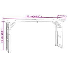 Vidaxl Zložljiva pivska miza 170x50x75/105 cm trden les jelke