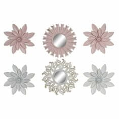 Miramarket Stensko ogledalo DKD Home Decor Kristal Roza Bela Flori Karton polipropilen (3 pcs) (2 pcs) (25 x 2 x 35 cm)