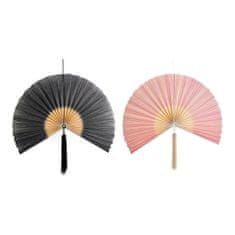 DKD Home Decor Dekorativna slika DKD Home Decor Fan Black Pink Oriental 90 x 4 x 90 cm (2 enoti)