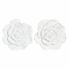 DKD Home Decor Stenska dekoracija DKD Home Decor White Golden Silver Flower Romantic 21 x 7 x 21 cm (2 enoti)