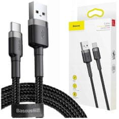 BASEUS Kabel 50 cm Baseus Cafule USB-C 3A siva črna