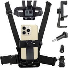 Miramarket Športna opornica Alogy Prsni nosilec za kamero, GoPro kamere, telefon Universal Black