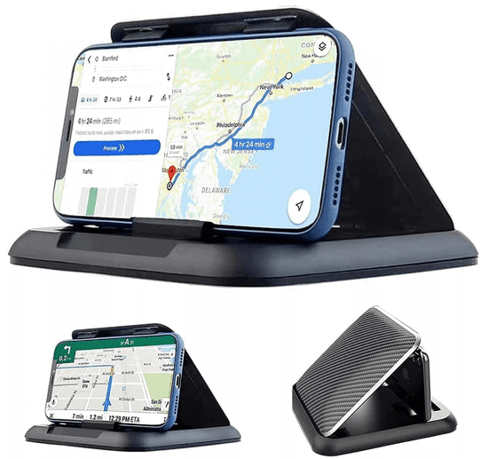 NEW Alogy Karbonski nosilec za armaturno ploščo avtomobila za telefon do 6,8 palca GPS Black