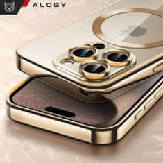 Miramarket MagSafe ohišje za iPhone 15 Pro Glamour Luxury Case Slim Ring Alogy Gold Transparent