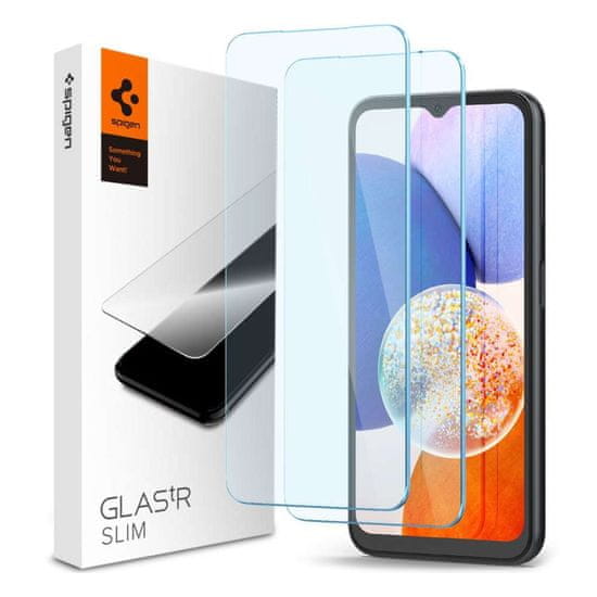 NEW Spigen Glas.tR Slim 2-pack kaljeno steklo za Samsung Galaxy A14 5G Clear